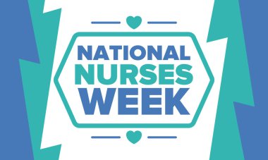 Ulusal Hemşireler Haftası. Teşekkürler hemşireler. Tıbbi ve sağlık hizmetleri konsepti. Virüslere ve hastalıklara karşı savaşanlar. Doktorların şerefine. Amerika 'da yıllık kutlama. Vektör illüstrasyon posteri