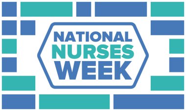 Ulusal Hemşireler Haftası. Teşekkürler hemşireler. Tıbbi ve sağlık hizmetleri konsepti. Virüslere ve hastalıklara karşı savaşanlar. Doktorların şerefine. Amerika 'da yıllık kutlama. Vektör illüstrasyon posteri