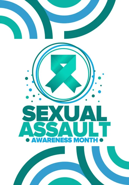 Μήνας Ενημέρωσης Για Σεξουαλική Επίθεση Τον Απρίλιο Ετήσια Εκστρατεία Για — Διανυσματικό Αρχείο
