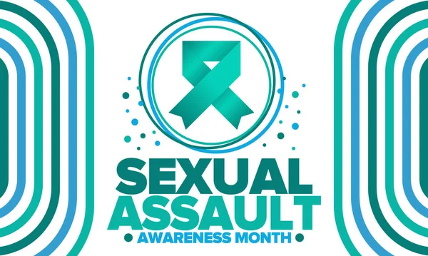 Mes Concientización Sobre Agresión Sexual Abril Campaña Anual Para Promover — Archivo Imágenes Vectoriales