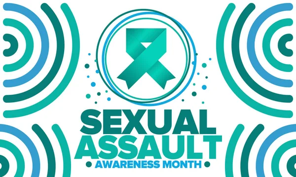 Mes Concientización Sobre Agresión Sexual Abril Campaña Anual Para Promover — Archivo Imágenes Vectoriales