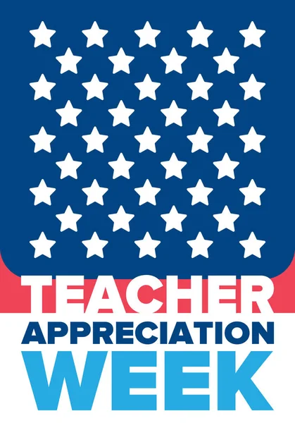 美国的教师欣赏周 每年5月庆祝 为了向勤奋工作和教育孩子的老师致敬 学校和教育 学生学习概念 矢量说明 — 图库矢量图片