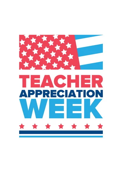 교사의 감사의 미국에서 아이들을 가르치고 열심히 일하는 선생님을 존경하라 학교와 — 스톡 벡터