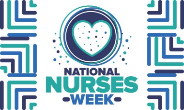 Ulusal Hemşireler Haftası. Teşekkürler hemşireler. Tıbbi ve sağlık hizmetleri konsepti. Virüslere ve hastalıklara karşı savaşanlar. Doktorların şerefine. Amerika 'da yıllık kutlama. Vektör illüstrasyon posteri