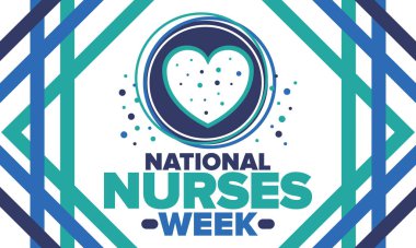 Ulusal Hemşireler Haftası. Teşekkürler hemşireler. Tıbbi ve sağlık hizmetleri konsepti. Virüslere ve hastalıklara karşı savaşanlar. Doktorların şerefine. Amerika 'da yıllık kutlama. Vektör illüstrasyon posteri