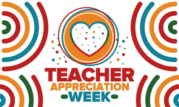 Amerika Öğretmen Takdir Haftası Mayıs Yıllık Kutlama Çocuklarımızı Çalıştıran Eğiten — Stok Vektör