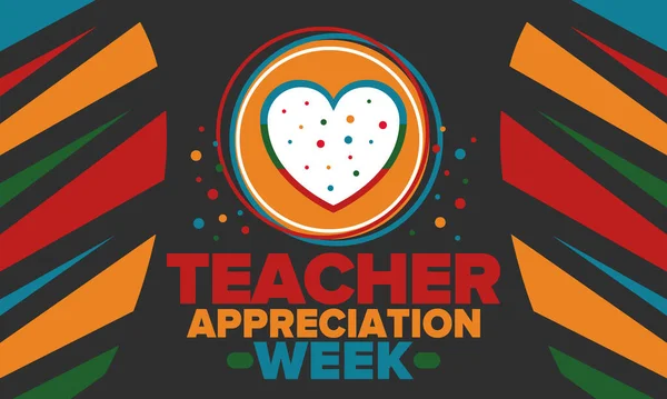 Amerika Öğretmen Takdir Haftası Mayıs Yıllık Kutlama Çocuklarımızı Çalıştıran Eğiten — Stok Vektör
