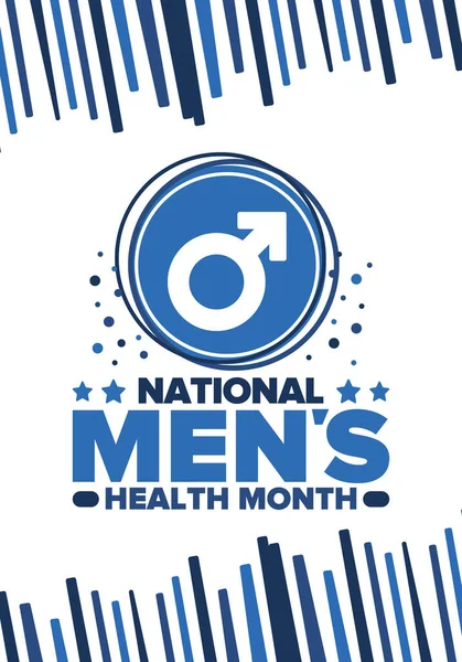 National Men\'s Health Month in June. Health education program. Celebrated annual in United States. Medical concept. Care and health. Poster, card, banner and background. Vector illustration