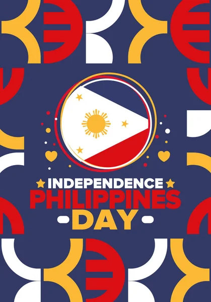 Filippijnen Onafhankelijkheidsdag Jaarlijks Gevierd Juni Filippijnen Gelukkige Nationale Feestdag Van — Stockvector