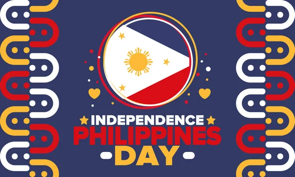 Philippines Independence Day Célébré Chaque Année Juin Aux Philippines Joyeuse — Image vectorielle