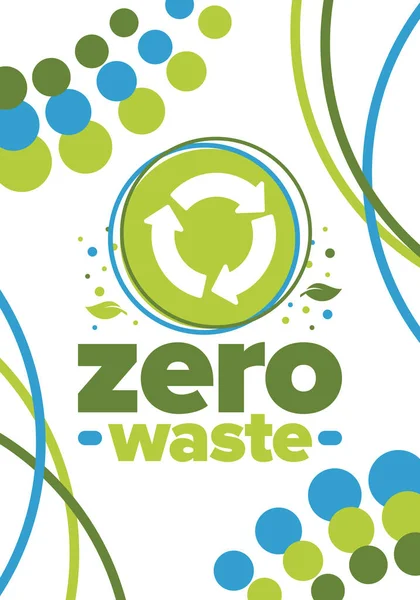 Zéro Gaspillage Affiche Écologie Refuser Réduire Réutiliser Recycler Janvier Vert — Image vectorielle