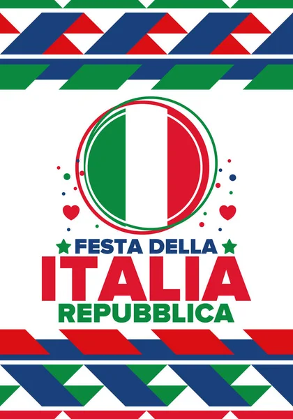 Festa Della Repubblica Italiana Texto Italiano Día República Italiana Feliz — Vector de stock