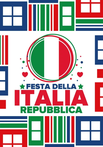 Festa Della Repubblica Italiana Text Auf Italienisch Tag Der Italienischen — Stockvektor