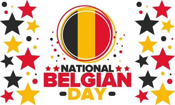 Belgischer Nationalfeiertag Belgischer Unabhängigkeitstag Jährliche Feiertage Belgien Gefeiert Juli Patriotischen — Stockvektor
