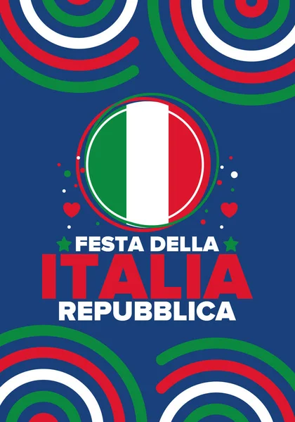Festa Della Repubblica Italiana Text Italštině Den Italské Republiky Šťastný — Stockový vektor