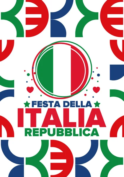 Festa Della Repubblica Italiana Engelsk Tekst Italiensk Republikkens Dag God – stockvektor