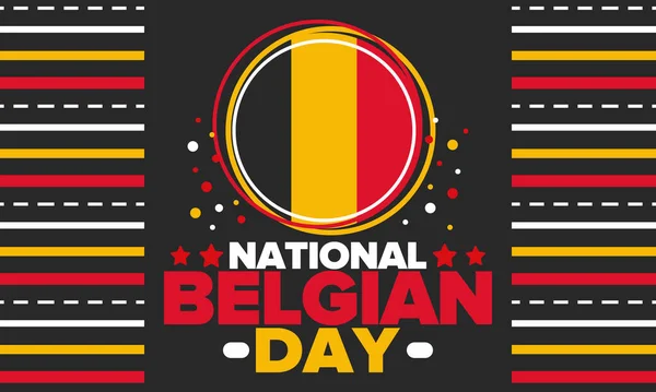 Belgischer Nationalfeiertag Belgischer Unabhängigkeitstag Jährliche Feiertage Belgien Gefeiert Juli Patriotischen — Stockvektor