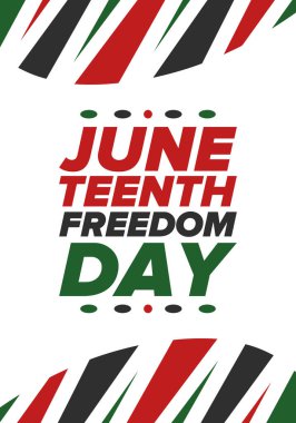 Haziran Bağımsızlık Günü 'nde. Özgürlük ya da Özgürlük Günü. Yıllık Amerikan bayramı, 19 Haziran 'da kutlandı. Afro-Amerikan tarihi ve mirası. Poster, tebrik kartı, afiş ve geçmiş. Vektör