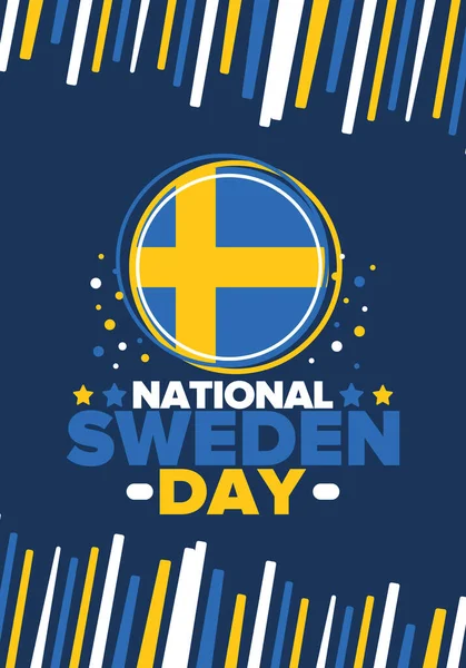 stock vector Sweden National Day. Celebrated annually on June 6 in Sweden. Happy national holiday of freedom. Swedish flag. Northern Scandinavian country. Patriotic poster design. Vector illustration