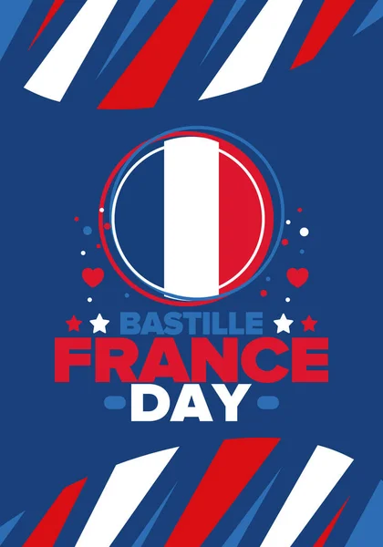 День Взятия Бастилии Франции Национальный Счастливый Праздник Отмечается Ежегодно Июля — стоковый вектор