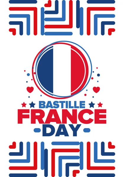 Bastille Nap Franciaországban Nemzeti Boldog Ünnep Ünnepelt Július Francia Zászló — Stock Vector