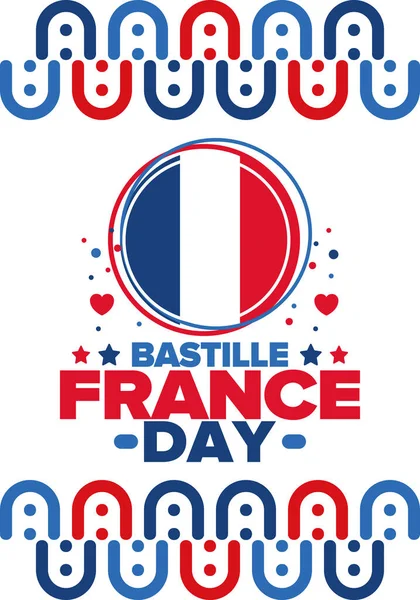 フランスのバスティーユの日 国民の幸せな休日は 7月14日に毎年祝われます フランス国旗 フランス独立と自由 愛国的要素だ フェスティバルデザイン ベクターポスターイラスト — ストックベクタ