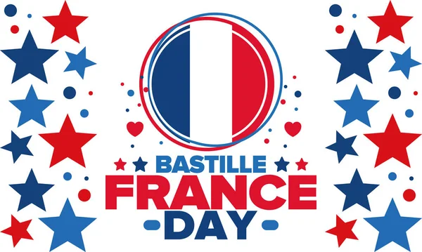 Dia Bastilha França Feriado Feliz Nacional Comemorado Anualmente Julho Bandeira — Vetor de Stock