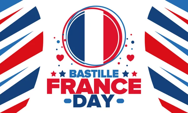 Bastille Day France National Happy Holiday Celebrated Annual July French — Stock Vector