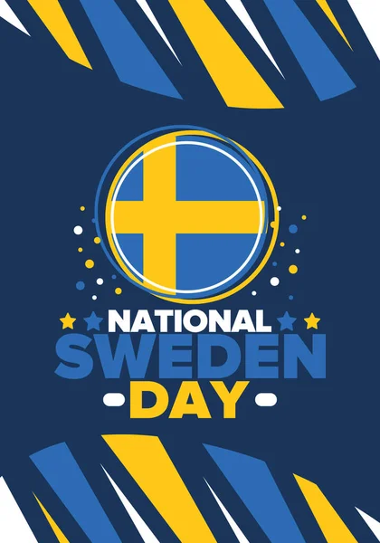 stock vector Sweden National Day. Celebrated annually on June 6 in Sweden. Happy national holiday of freedom. Swedish flag. Northern Scandinavian country. Patriotic poster design. Vector illustration