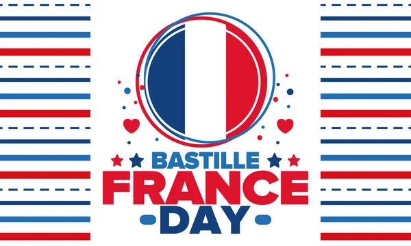 Bastille Day France National Happy Holiday Celebrated Annual July French — Stock Vector
