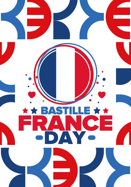 Bastille Nap Franciaországban Nemzeti Boldog Ünnep Ünnepelt Július Francia Zászló — Stock Vector