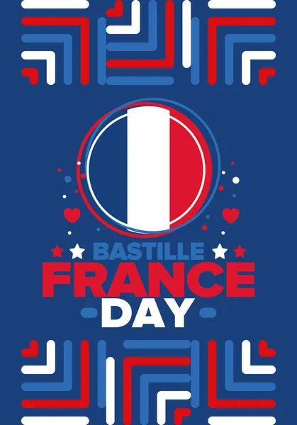 Bastille Tag Frankreich Nationaler Fröhlicher Feiertag Der Jährlich Juli Gefeiert — Stockvektor