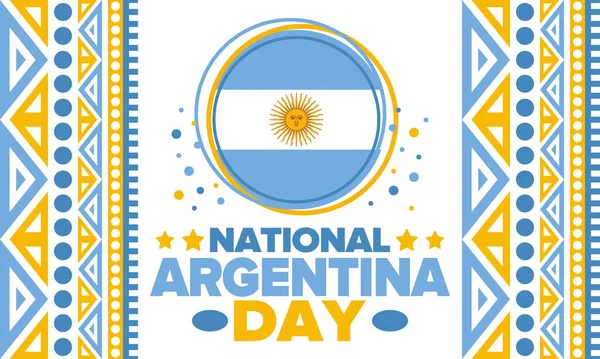 Argentina National Day Happy Holiday Independence Freedom Day Celebrate Annual — Stock Vector