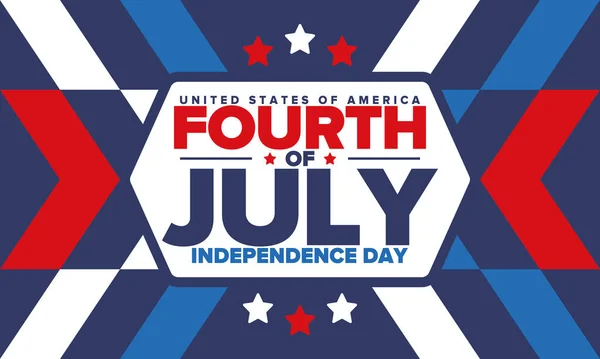 Självständighetsdagen Usa Fjärde Juli Glad Nationaldag Firas Årligen Juli Amerikansk — Stock vektor