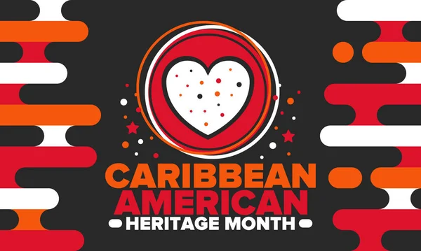 6月份的加勒比裔美国人遗产月 文化月致美国人民 庆祝每年的节日 节日快乐海报 横幅和背景 矢量说明 — 图库矢量图片