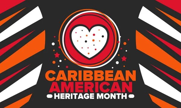 6月のカリブ海アメリカ遺産の月 文化の月アメリカの人々に お祭りで毎年お祝い お休みなさい ポスター カード バナー ベクターイラスト — ストックベクタ