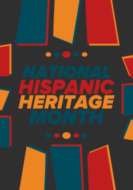 Eylül ve Ekim aylarında Ulusal İspanyol Mirası Ayı. İspanyol ve Latin Amerika kültürü. Birleşik Devletler 'de yıllık kutlama. Poster, kart, afiş ve geçmiş. Vektör illüstrasyonu