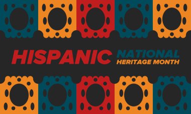 Eylül ve Ekim aylarında Ulusal İspanyol Mirası Ayı. İspanyol ve Latin Amerika kültürü. Birleşik Devletler 'de yıllık kutlama. Poster, kart, afiş ve geçmiş. Vektör illüstrasyonu