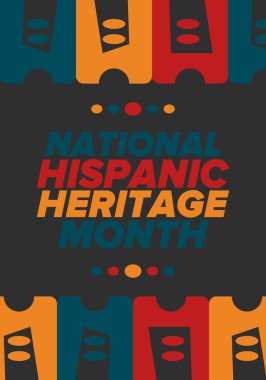 Eylül ve Ekim aylarında Ulusal İspanyol Mirası Ayı. İspanyol ve Latin Amerika kültürü. Birleşik Devletler 'de yıllık kutlama. Poster, kart, afiş ve geçmiş. Vektör illüstrasyonu