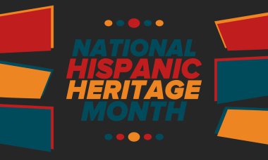 Eylül ve Ekim aylarında Ulusal İspanyol Mirası Ayı. İspanyol ve Latin Amerika kültürü. Birleşik Devletler 'de yıllık kutlama. Poster, kart, afiş ve geçmiş. Vektör illüstrasyonu