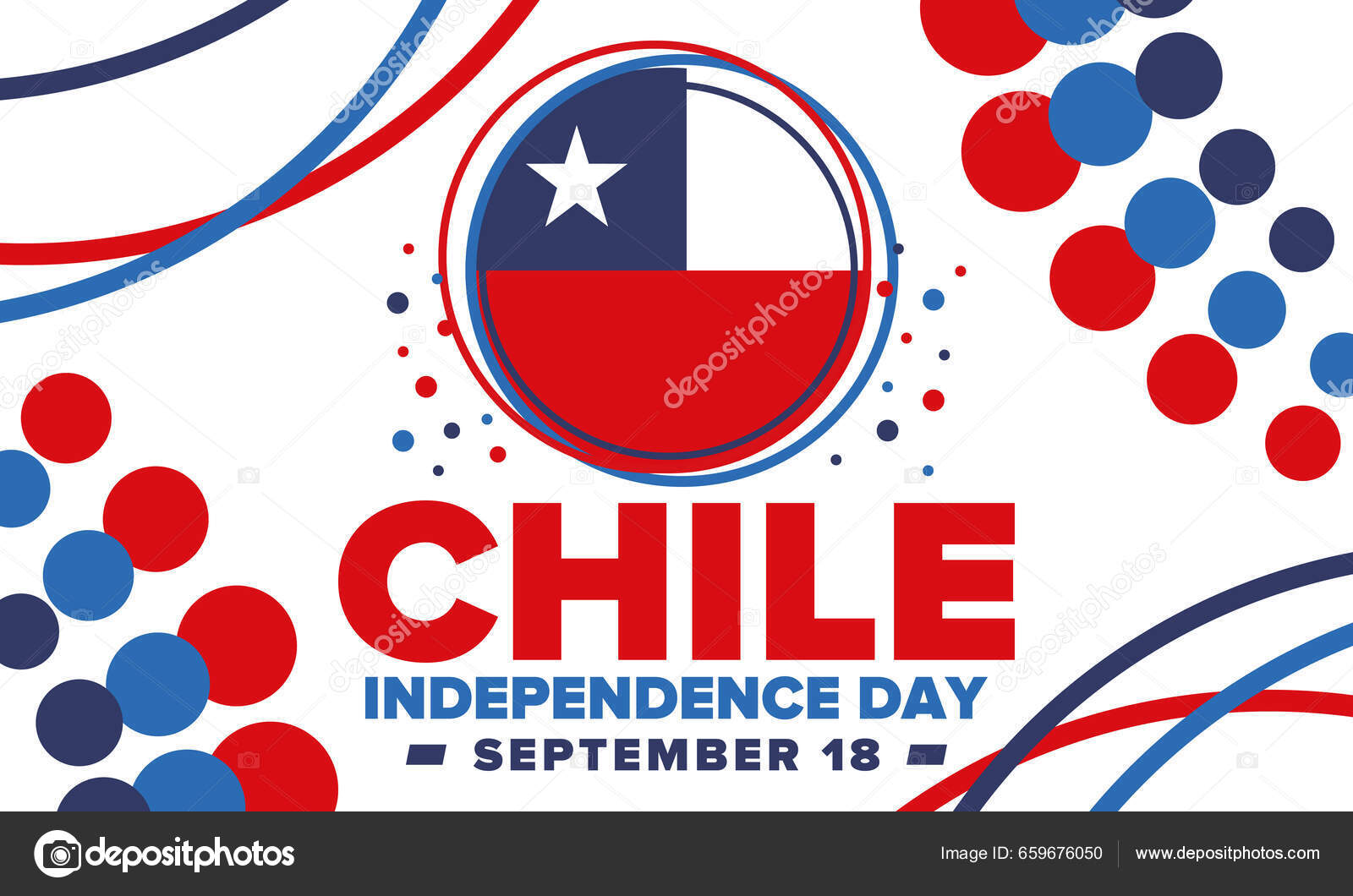 チリ独立記念日 幸せな国民の休日フィエスタ パトリアス 自由の日だ毎年9月18日に祝う チリの国旗愛国的なチリのデザイン ポスター カード バナー  テンプレート ベクトル ストックベクター ©scoutori 659676050, image size:1600x1060