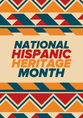 Eylül ve Ekim aylarında Ulusal İspanyol Mirası Ayı. İspanyol ve Latin Amerika kültürü. Birleşik Devletler 'de yıllık kutlama. Poster, kart, afiş ve geçmiş. Vektör illüstrasyonu