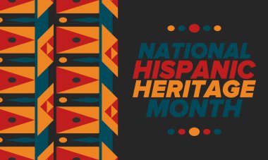 Eylül ve Ekim aylarında Ulusal İspanyol Mirası Ayı. İspanyol ve Latin Amerika kültürü. Birleşik Devletler 'de yıllık kutlama. Poster, kart, afiş ve geçmiş. Vektör illüstrasyonu