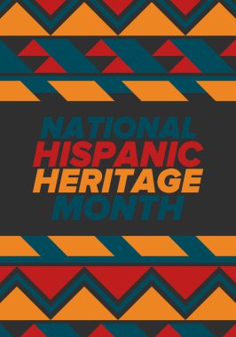 Eylül ve Ekim aylarında Ulusal İspanyol Mirası Ayı. İspanyol ve Latin Amerika kültürü. Birleşik Devletler 'de yıllık kutlama. Poster, kart, afiş ve geçmiş. Vektör illüstrasyonu