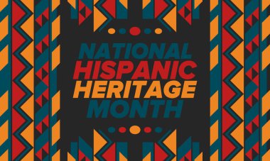 Eylül ve Ekim aylarında Ulusal İspanyol Mirası Ayı. İspanyol ve Latin Amerika kültürü. Birleşik Devletler 'de yıllık kutlama. Poster, kart, afiş ve geçmiş. Vektör illüstrasyonu