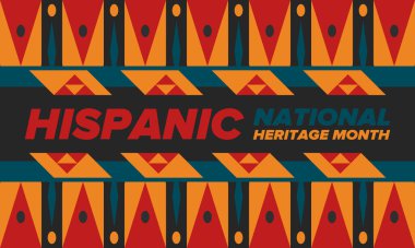 Eylül ve Ekim aylarında Ulusal İspanyol Mirası Ayı. İspanyol ve Latin Amerika kültürü. Birleşik Devletler 'de yıllık kutlama. Poster, kart, afiş ve geçmiş. Vektör illüstrasyonu