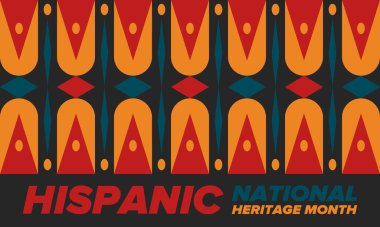 Eylül ve Ekim aylarında Ulusal İspanyol Mirası Ayı. İspanyol ve Latin Amerika kültürü. Birleşik Devletler 'de yıllık kutlama. Poster, kart, afiş ve geçmiş. Vektör illüstrasyonu