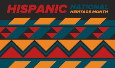 Eylül ve Ekim aylarında Ulusal İspanyol Mirası Ayı. İspanyol ve Latin Amerika kültürü. Birleşik Devletler 'de yıllık kutlama. Poster, kart, afiş ve geçmiş. Vektör illüstrasyonu