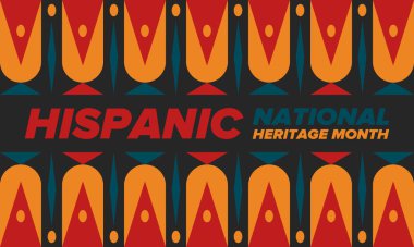 Eylül ve Ekim aylarında Ulusal İspanyol Mirası Ayı. İspanyol ve Latin Amerika kültürü. Birleşik Devletler 'de yıllık kutlama. Poster, kart, afiş ve geçmiş. Vektör illüstrasyonu