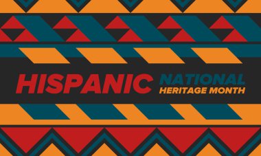 Eylül ve Ekim aylarında Ulusal İspanyol Mirası Ayı. İspanyol ve Latin Amerika kültürü. Birleşik Devletler 'de yıllık kutlama. Poster, kart, afiş ve geçmiş. Vektör illüstrasyonu